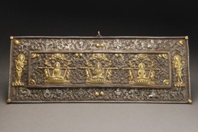 Appraisal: Book cover in fine gilt and silver repouss metalwork with