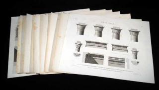 Appraisal: Pcs Napoleon ANTIQUE ENGRAVINGS FROM DESCRIPTON DE L'EGYPT Temple Bas