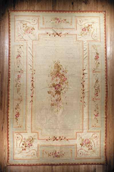 Appraisal: A Good Antique Aubusson Carpet mid- th c cream and