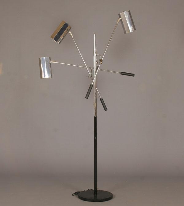 Appraisal: Gino Sarfatti for Arteluce attributed modern three-light adjustable arm floor