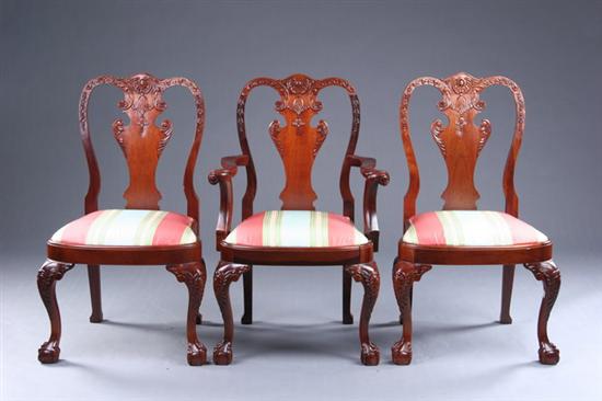 Appraisal: SET EIGHT GEORGE II STYLE DINING CHAIRS th century mahogany