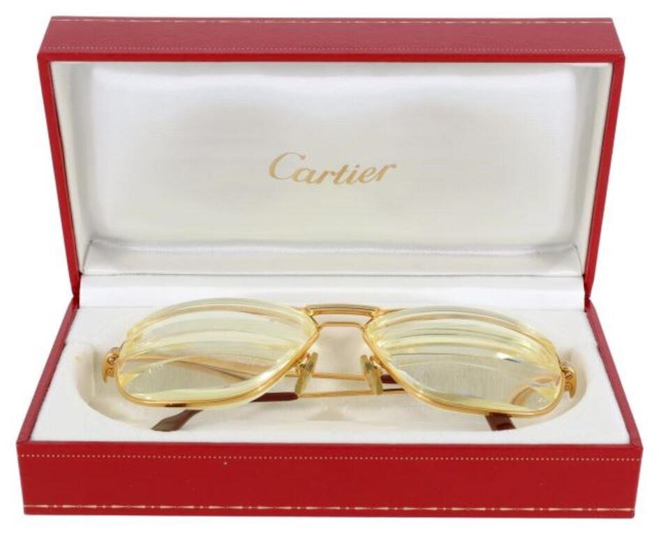 Appraisal: CARTIER 'VENDOME SANTOS' MEN'S AVIATOR EYEGLASSESVintage Cartier Vendome Santos men's