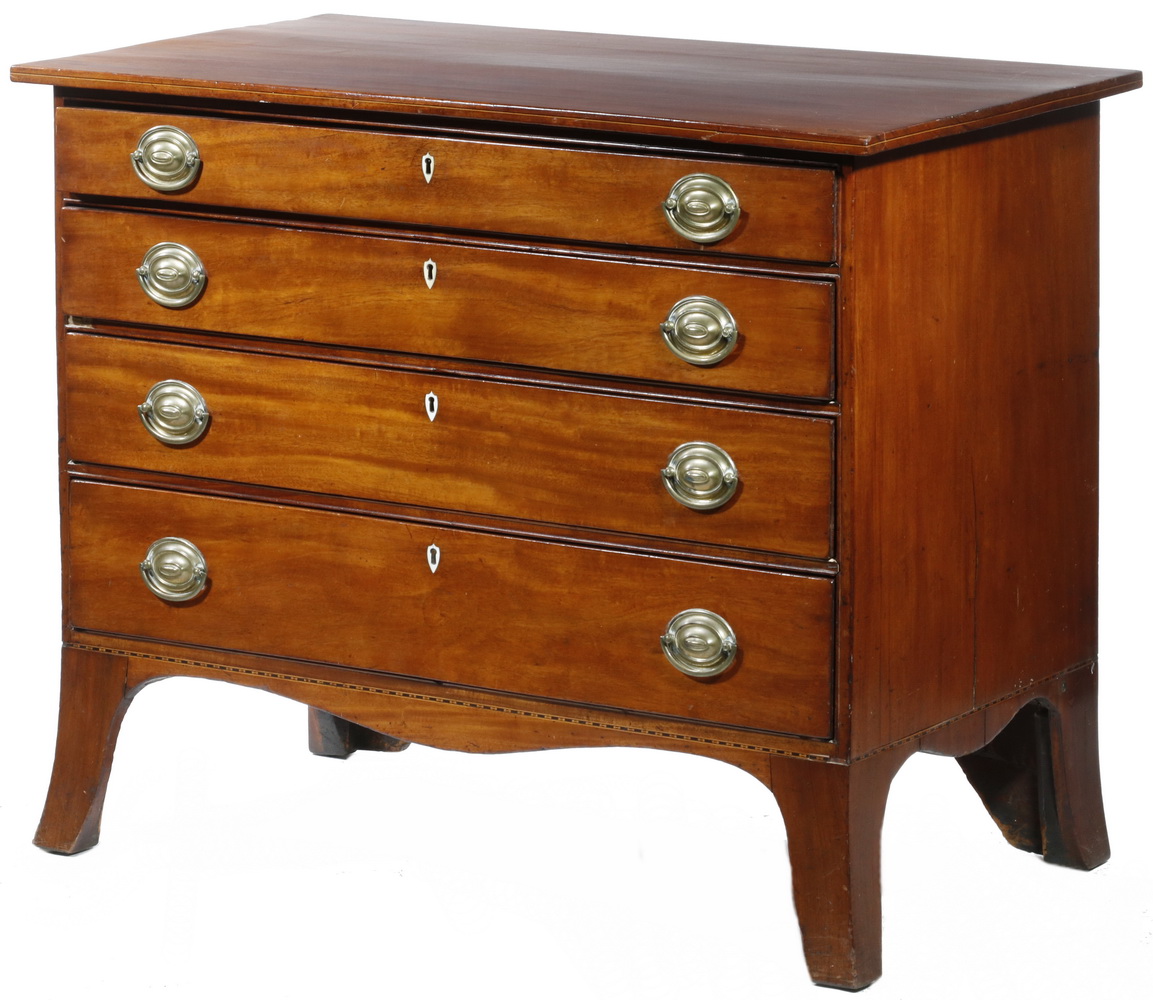 Appraisal: HEPPLEWHITE CHEST OF DRAWERS Cherry four drawer chest with graduated