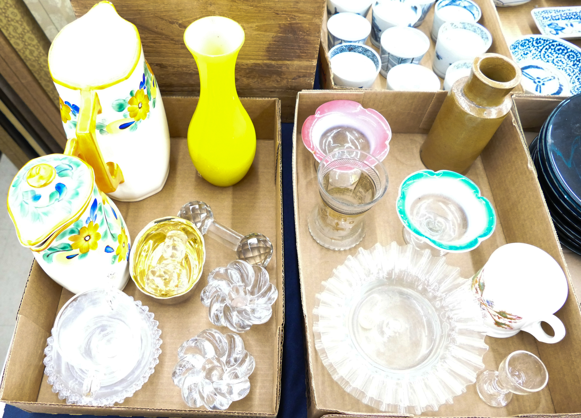 Appraisal: Boxes Antique Glass Etc