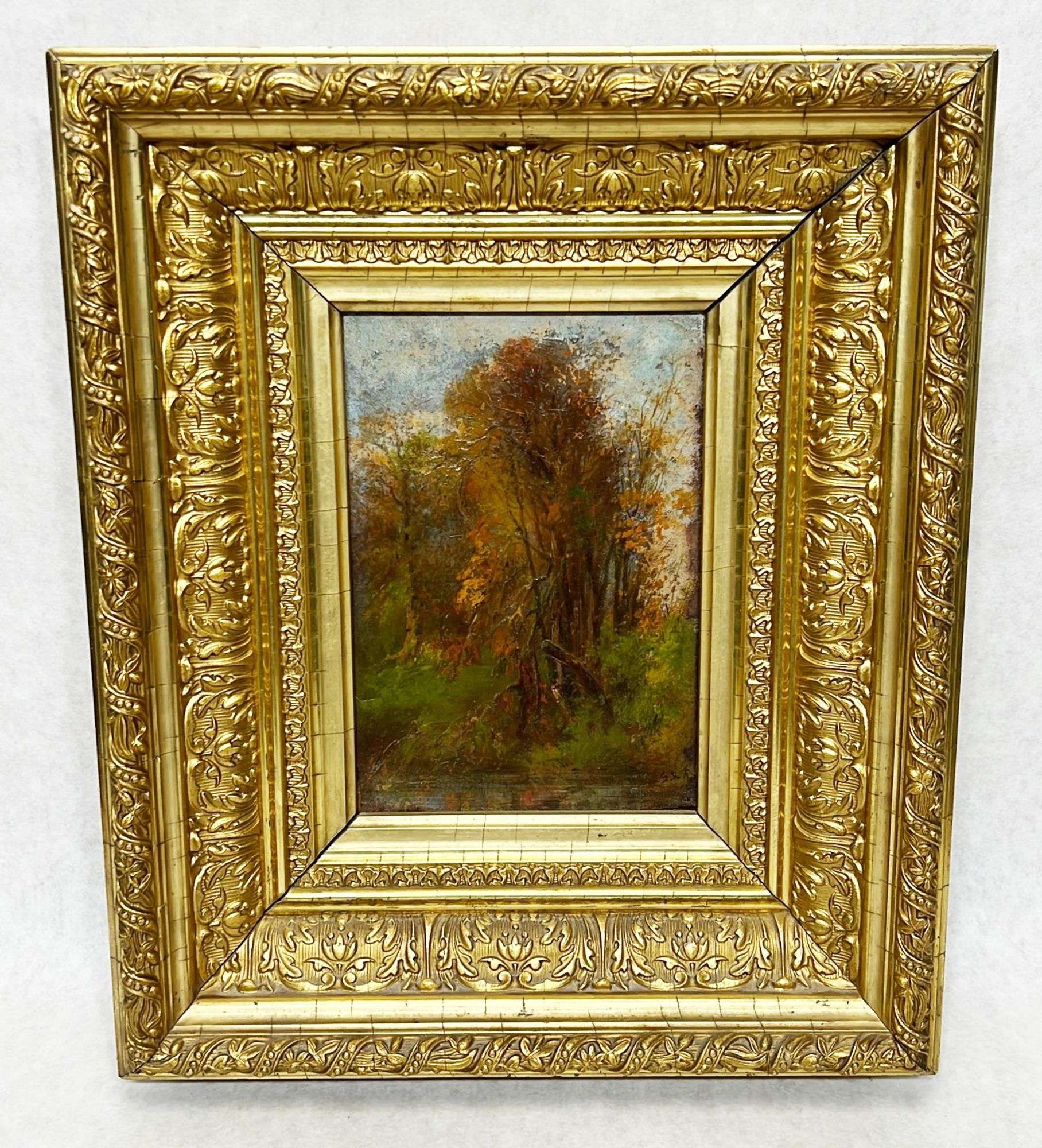 Appraisal: Oil On Board of Autumn Wooded Landscape Initialed G B