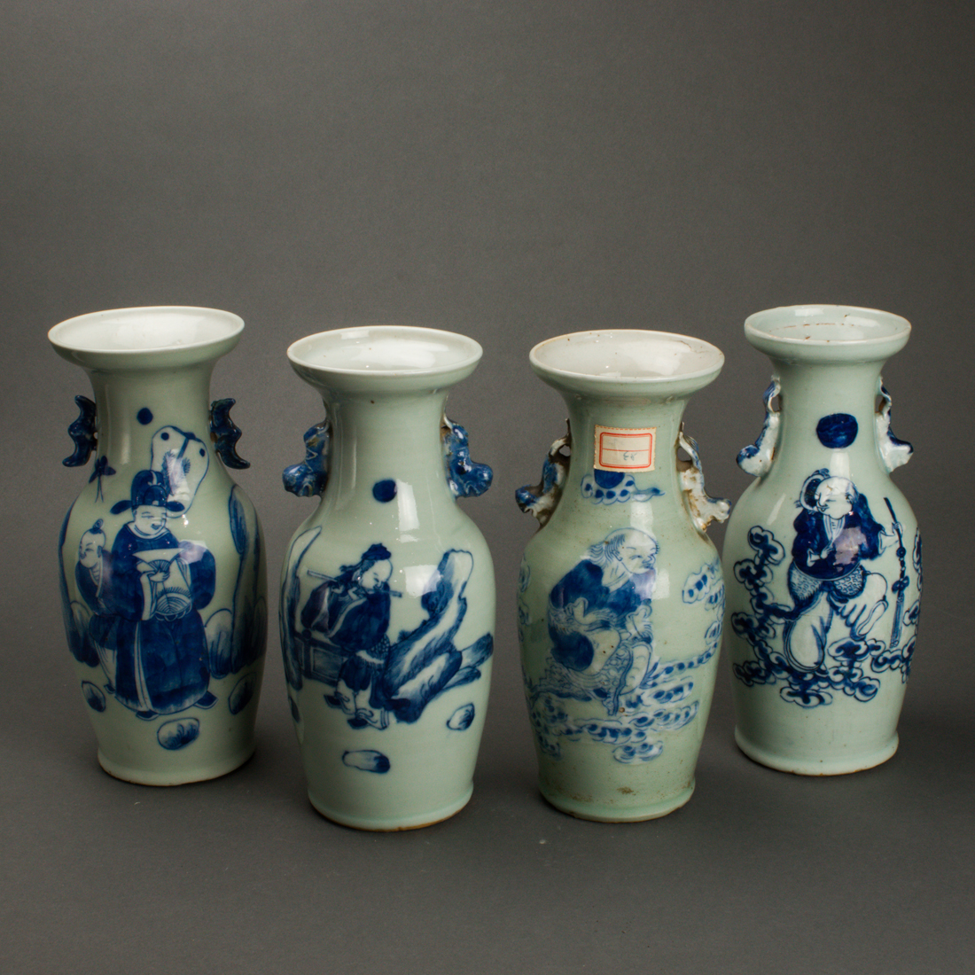 Appraisal: LOT OF CHINESE BLUE AND WHITE ON CELADON GROUND VASES