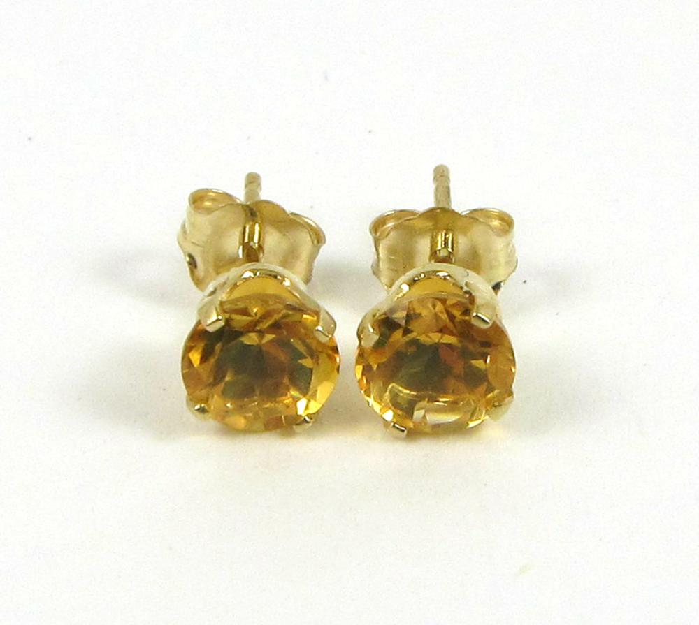 Appraisal: PAIR OF CITRINE AND FOURTEEN KARAT GOLD EAR STUDS each