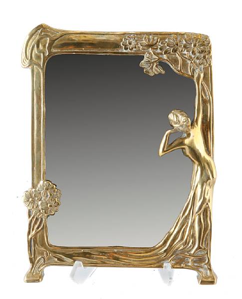 Appraisal: An Art Nouveau style gilt-bronze figural picture frame lacking glass