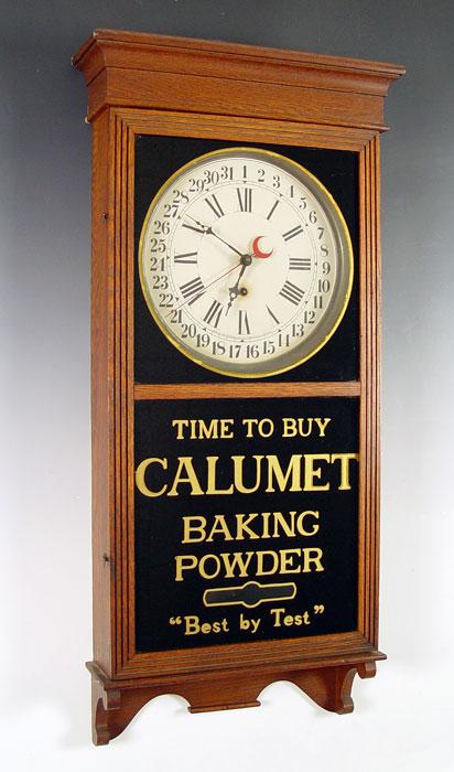 Appraisal: SESSIONS CALUMET BAKING POWDER ADVERTISING CLOCK Oak case Sessions movement