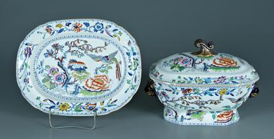 Appraisal: Davenport ironstone lidded tureen Imari style decoration with cobalt and