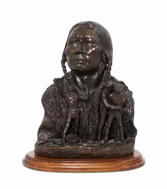 Appraisal: An American Bronze Figural Bust Thomas Scott Morris th century