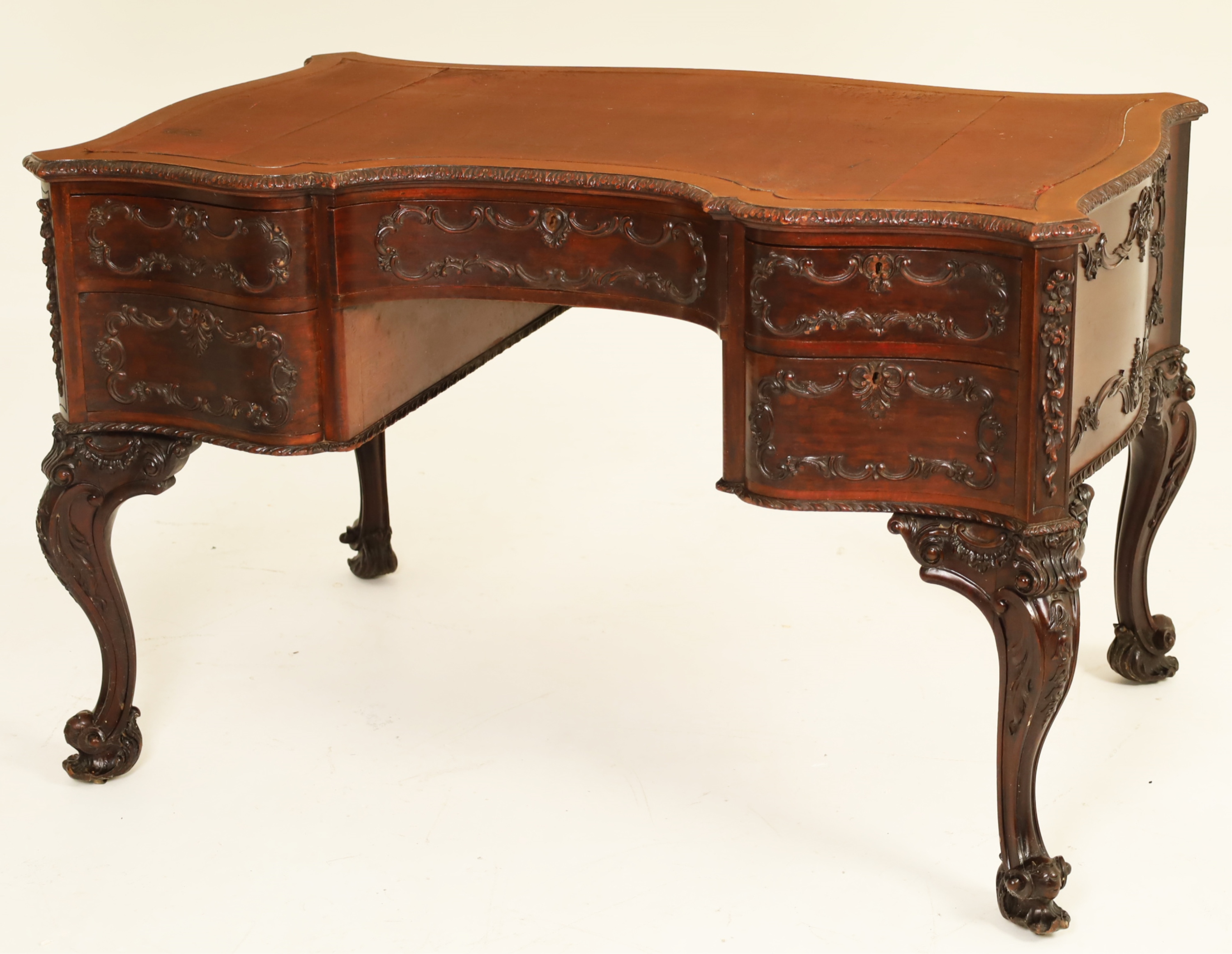 Appraisal: ENGLISH CHIPPENDALE CARVED ROCOCO DESK TH C Fine English Chippendale