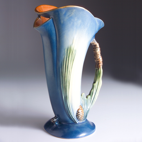 Appraisal: ROSEVILLE Blue Pine Cone vase pitcher - Raised mark