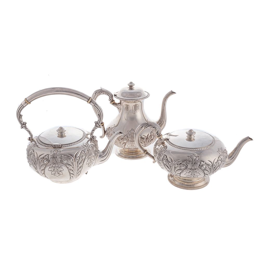 Appraisal: Durham Hand-Chased Sterling Partial Tea Coffee Service New York NY