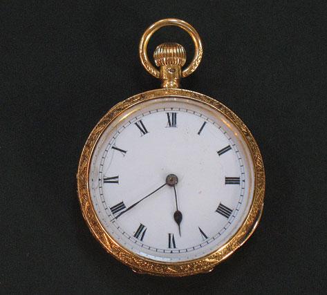 Appraisal: A LADY'S CT YELLOW GOLD OPEN FACED FOB WATCH the