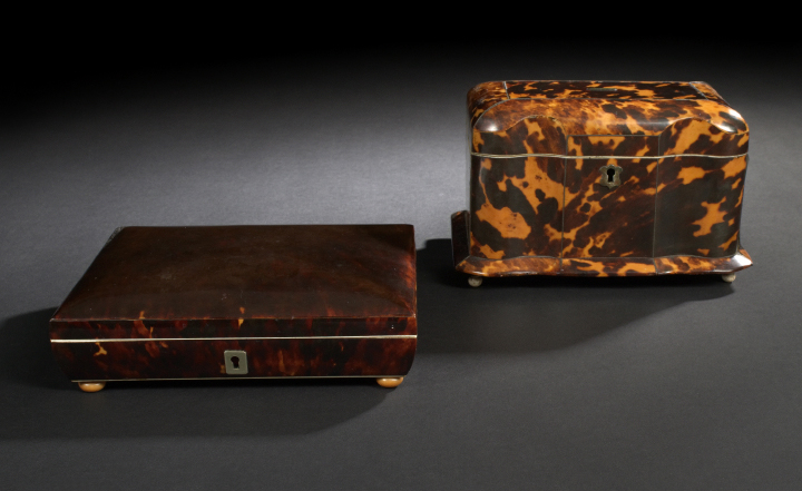 Appraisal: Edwardian Deep Chocolate Tortoiseshell and Bone Jewel Box first quarter