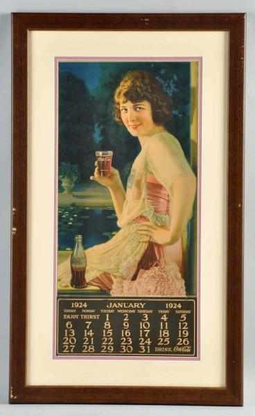 Appraisal: Coca-Cola Calendar Nicely matted and framed under plexiglass Complete with