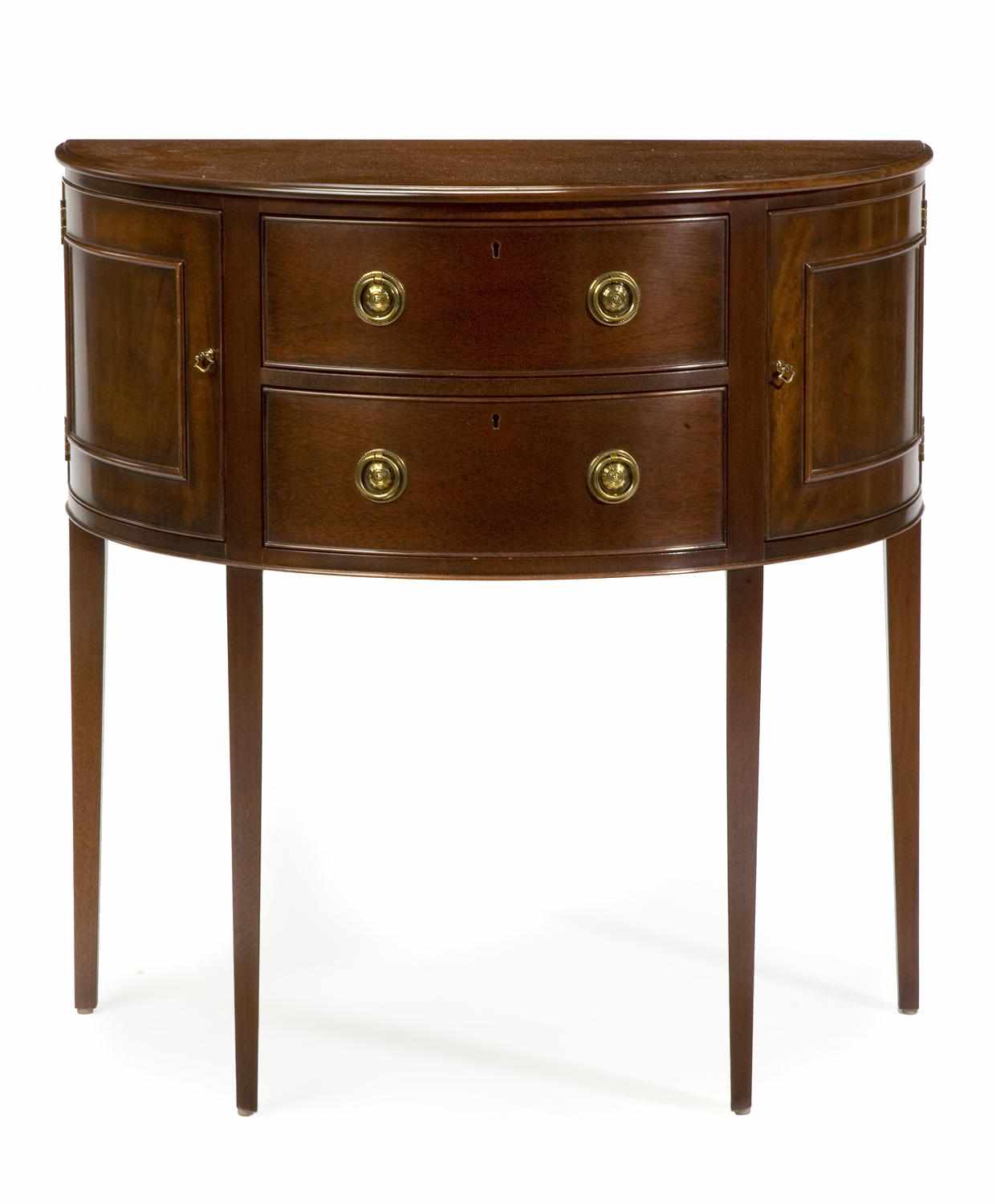 Appraisal: A George lll style half round mahogany sideboard Baker furniture