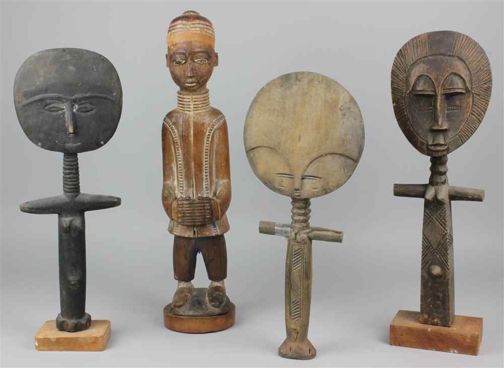 Appraisal: COLON CHINESE STYLE FIGURE TOGETHER WITH THREE GHANA ASHANTI AKUA'BA