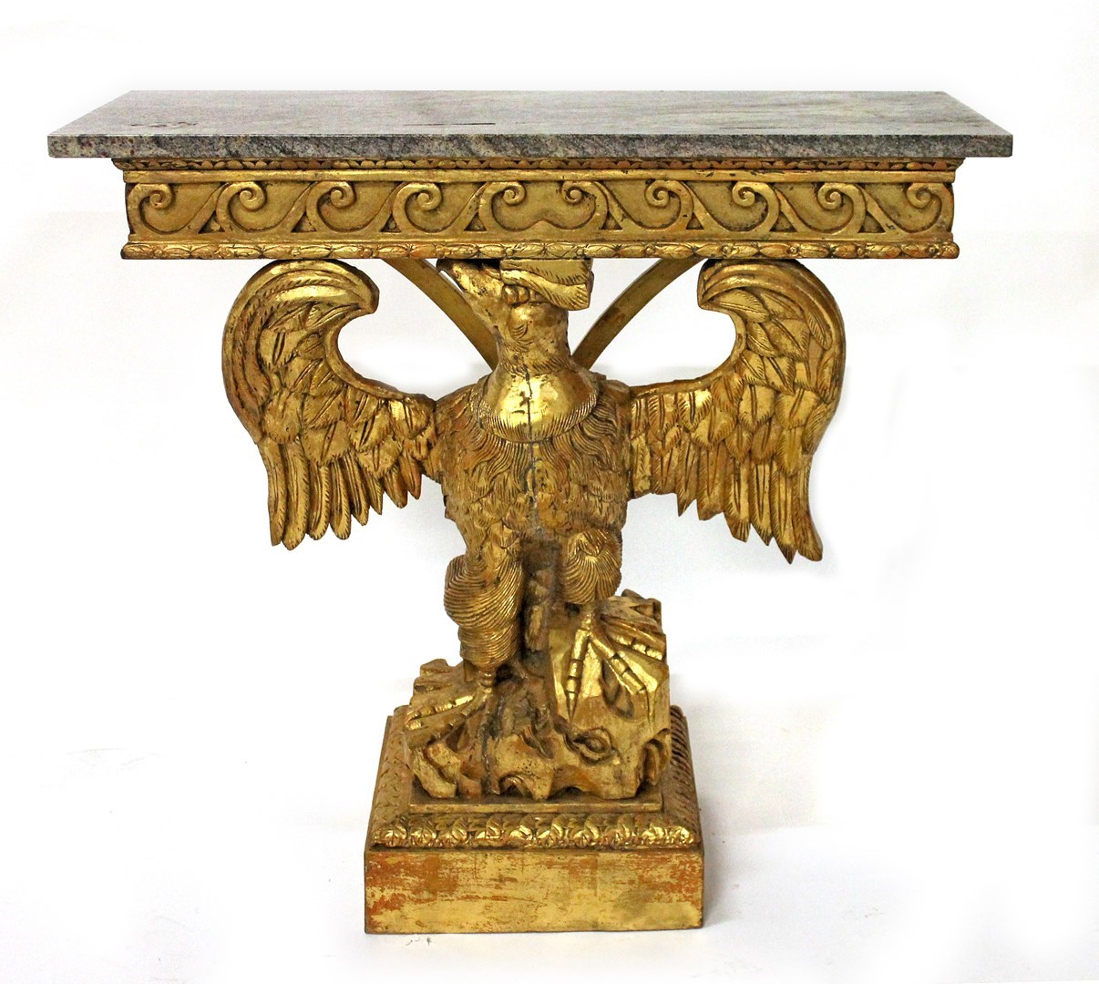 Appraisal: A George II style console the rectangular marble top over