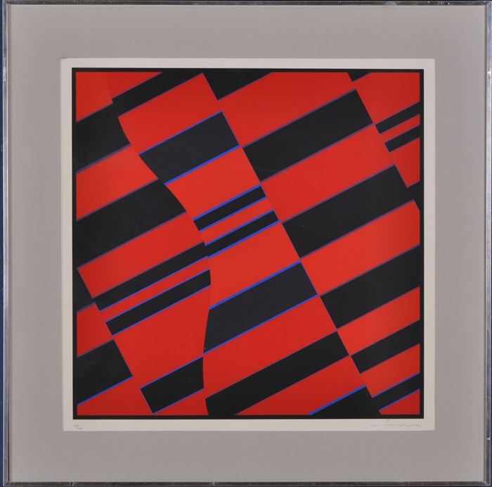 Appraisal: GUNTER FRUHTRUNK - COMPOSITION RED AND BLACK Serigraph in colors