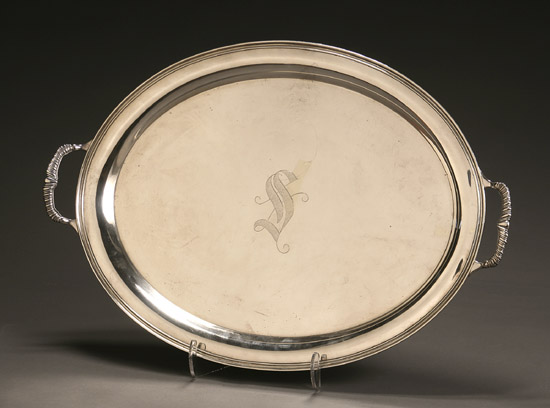 Appraisal: M Fred Hirsch Co Sterling Two-Handled Presentation Tray Jersey City