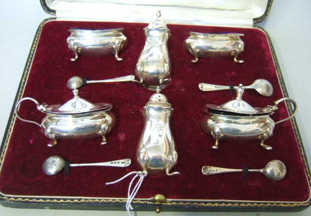 Appraisal: Silver condiments comprising two mustard pots two salts and two