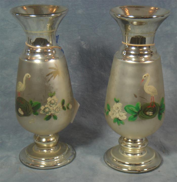 Appraisal: mercury glass vases bird decoration high Estimate -