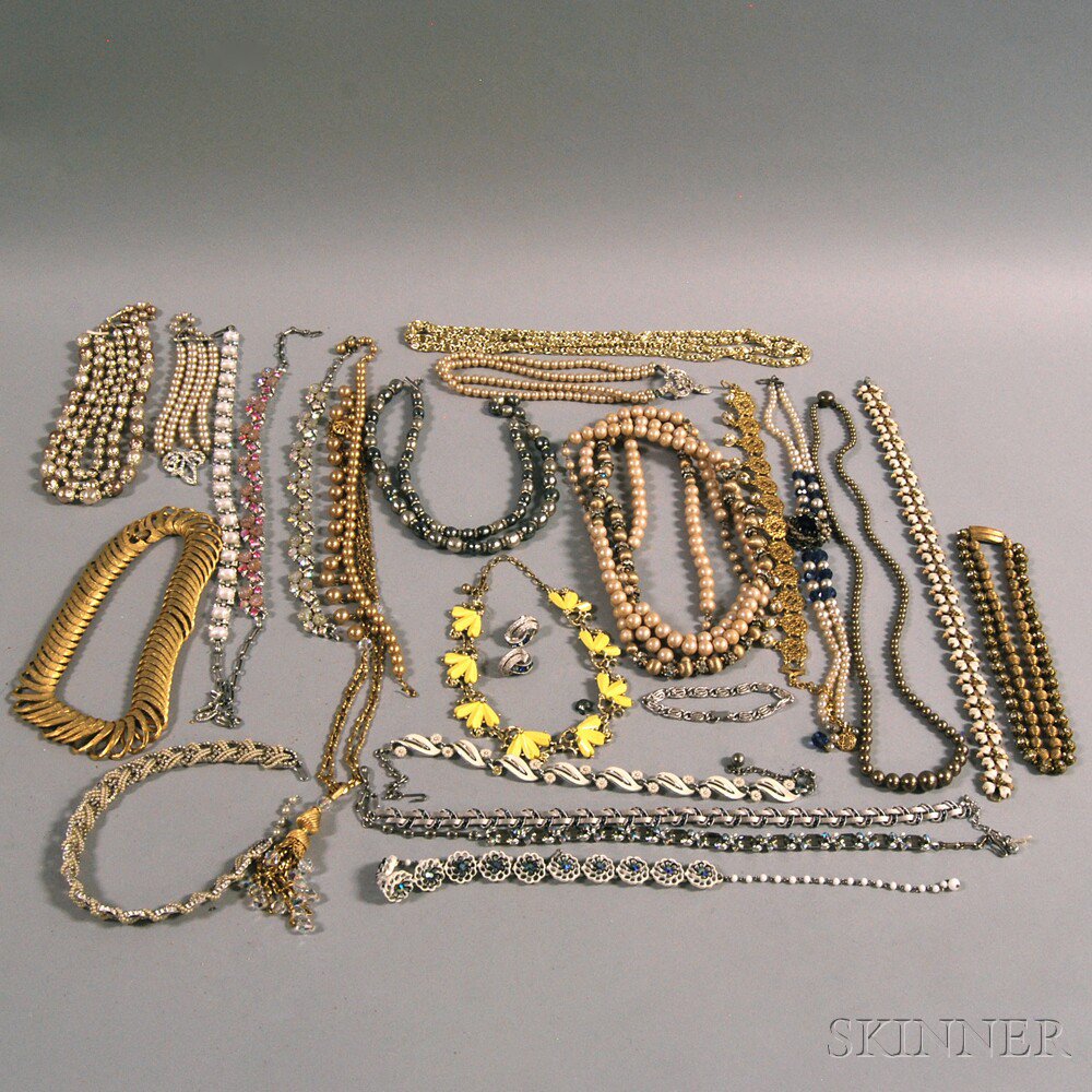 Appraisal: Group of Miscellaneous Costume Necklaces including faux pearls an opera-length