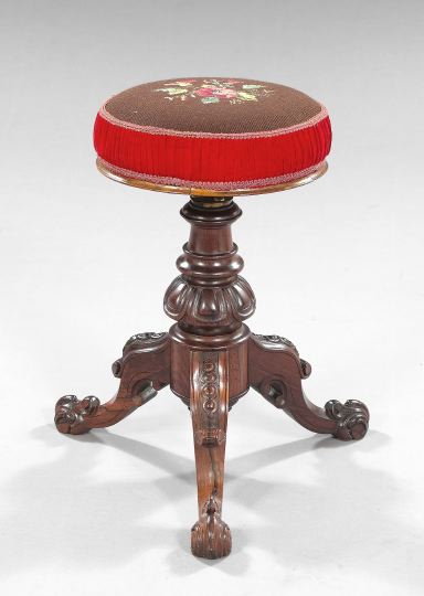 Appraisal: NapolTon III Carved Rosewood Piano Stool in the rococo taste