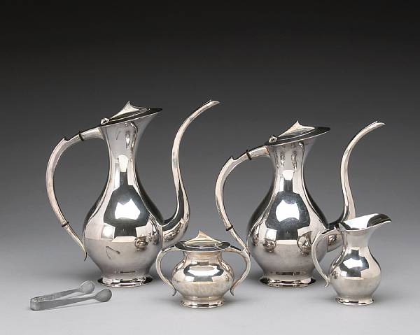 Appraisal: A Japanese standard silver four piece tea and coffee set