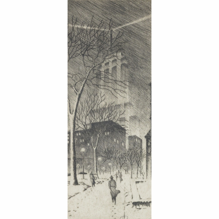 Appraisal: James Swann American - Winter Evening c etching x pencil