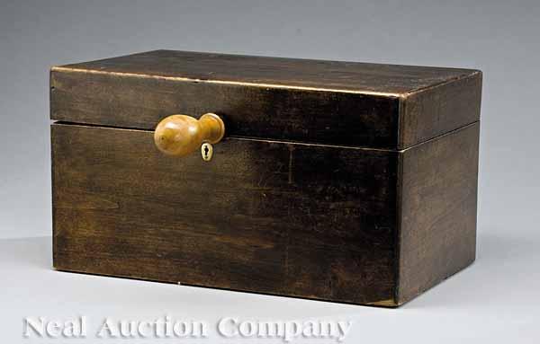 Appraisal: An Antique Stained Pine Sugar Box th c hinged lid