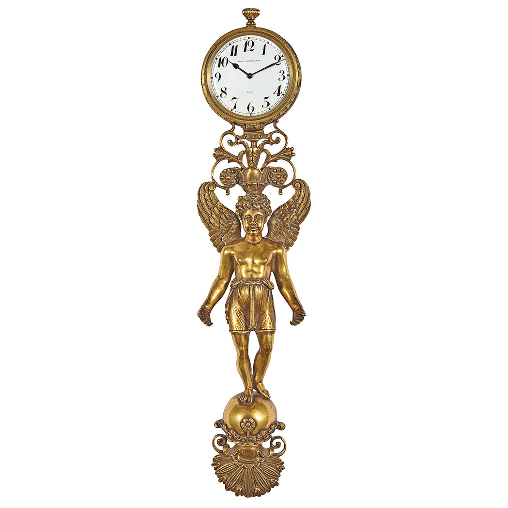 Appraisal: E F Caldwell Co Inc Empire Style Gilt-Bronze Wall Clock