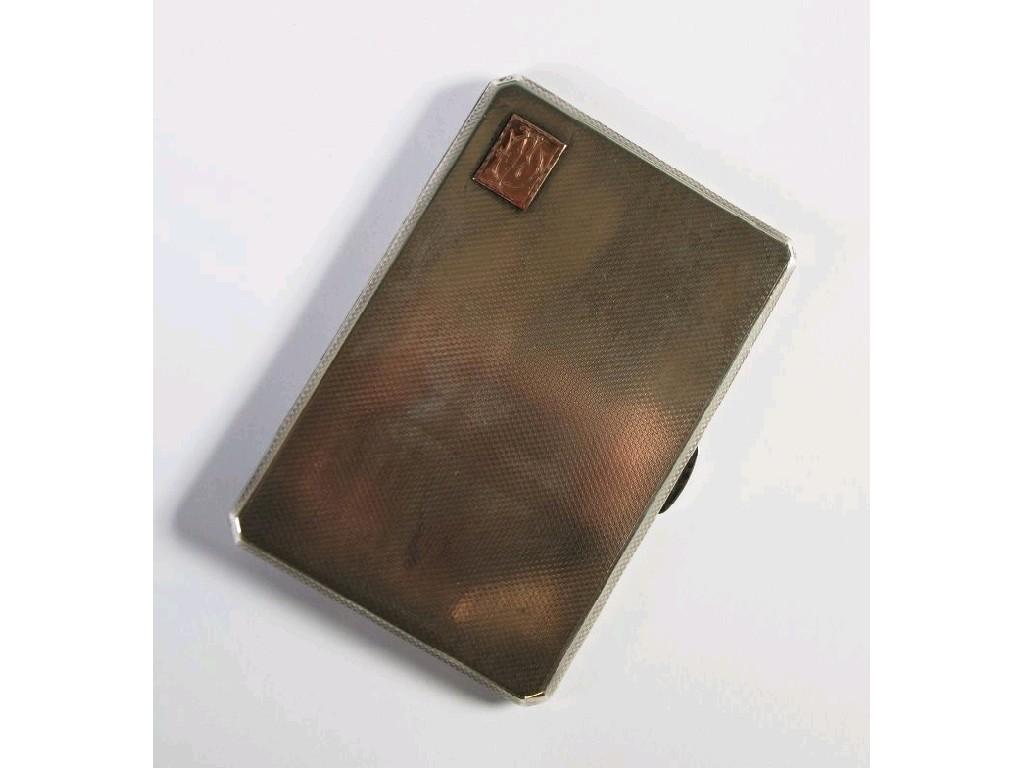 Appraisal: SILVER POCKET CIGARETTE CASE oblong with sloping borders and canted