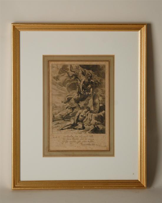 Appraisal: Early Engraving of Perseus and Medusa framed some foxing x