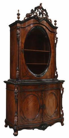 Appraisal: Victorian Rococo Revival walnut display sideboard late th c ebonized