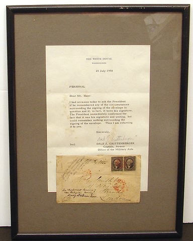 Appraisal: Dwight D Eisenhower autograph on th C postal cover presenting