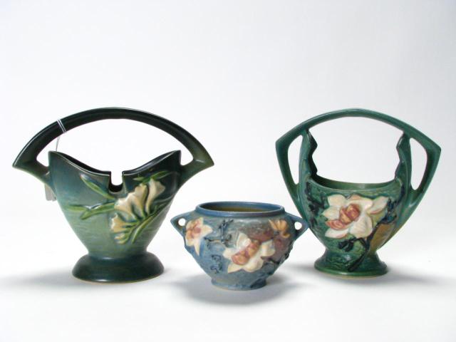 Appraisal: Group of Three Roseville Pottery Items including a '' Freesia