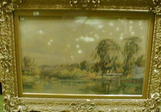 Appraisal: G Arthur Fripp Summer landscape with ferryboats watercolour signed and