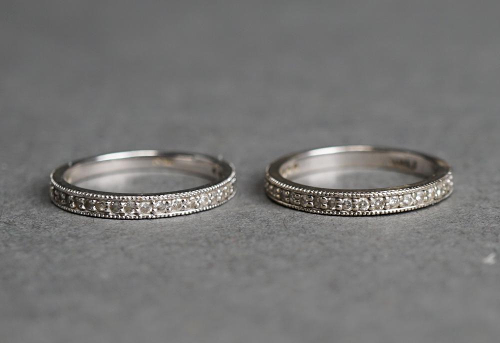 Appraisal: TWO -KARAT WHITE-GOLD HALF ETERNITY BANDS SIZES - - DWTTwo