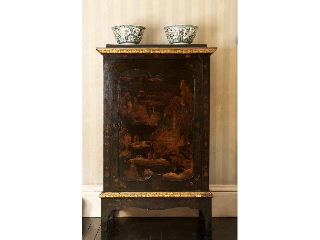 Appraisal: A NORTH EUROPEAN JAPANNED AND GILT METAL MOUNTED CABINET ON