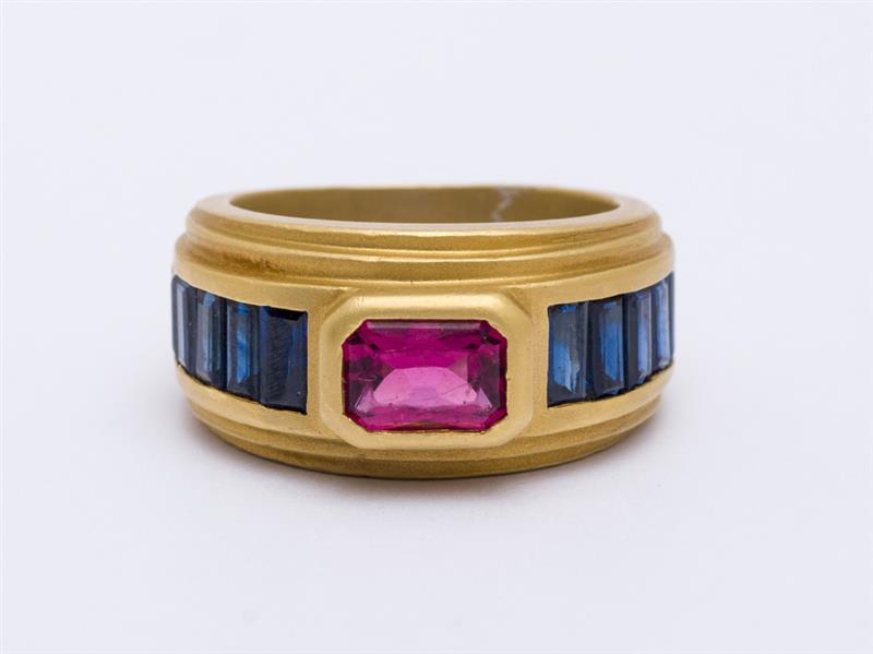 Appraisal: BARRY KIESELSTEIN CORD K YELLOW GOLD SAPPHIRE AND PINK TOURMALINE