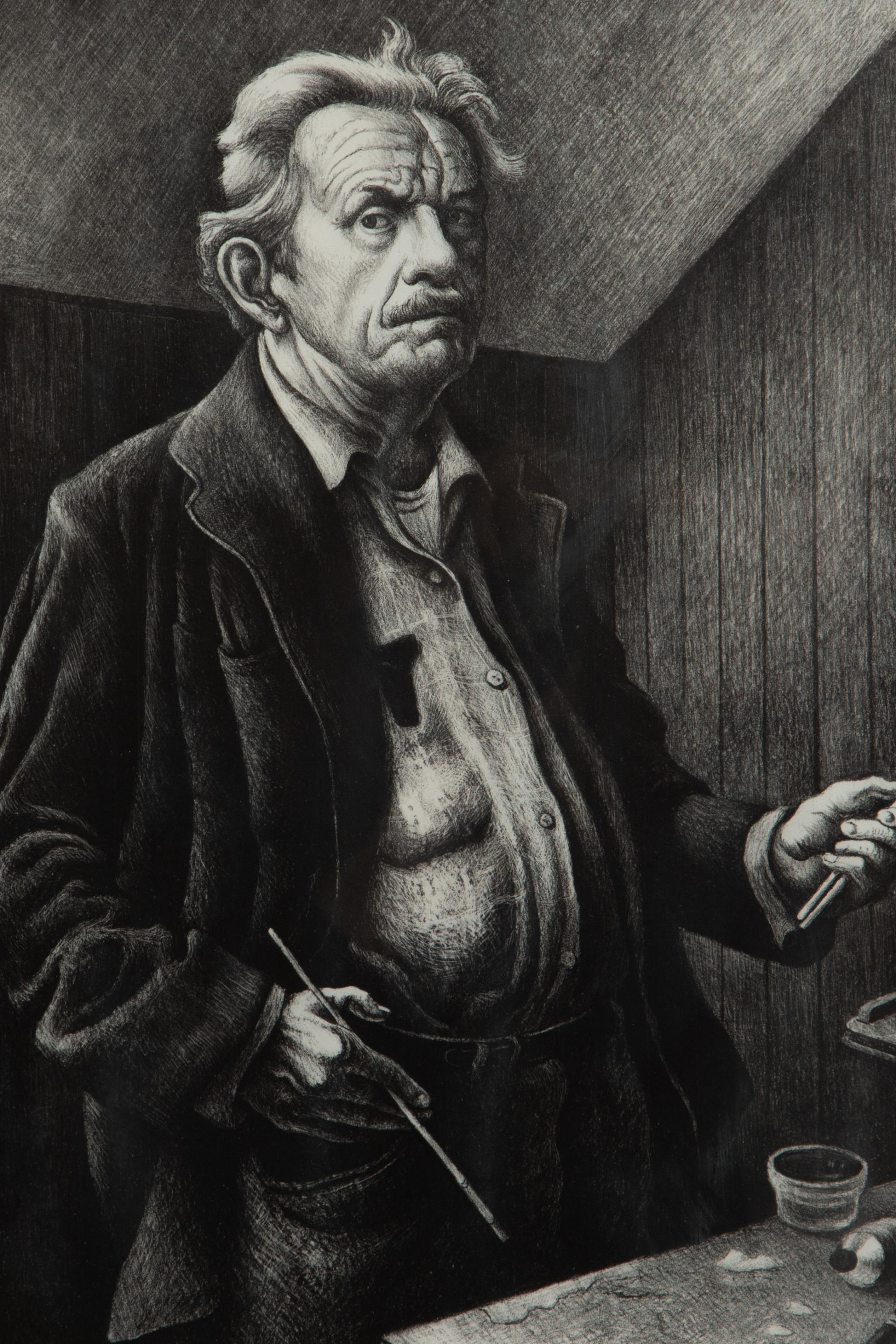 Appraisal: THOMAS HART BENTON 'SELF-PORTRAIT' SIGNED LITHOGRAPH Thomas Hart Benton American