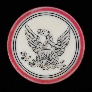 Appraisal: Eagle with Shield and Arrows Scrimshawed Ivory Poker Chip American