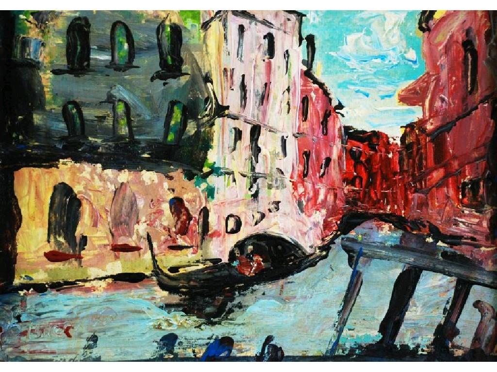 Appraisal: LAWRENCE ISHERWOOD - OIL PAINTING 'Gondola in a Venetian canal'signed