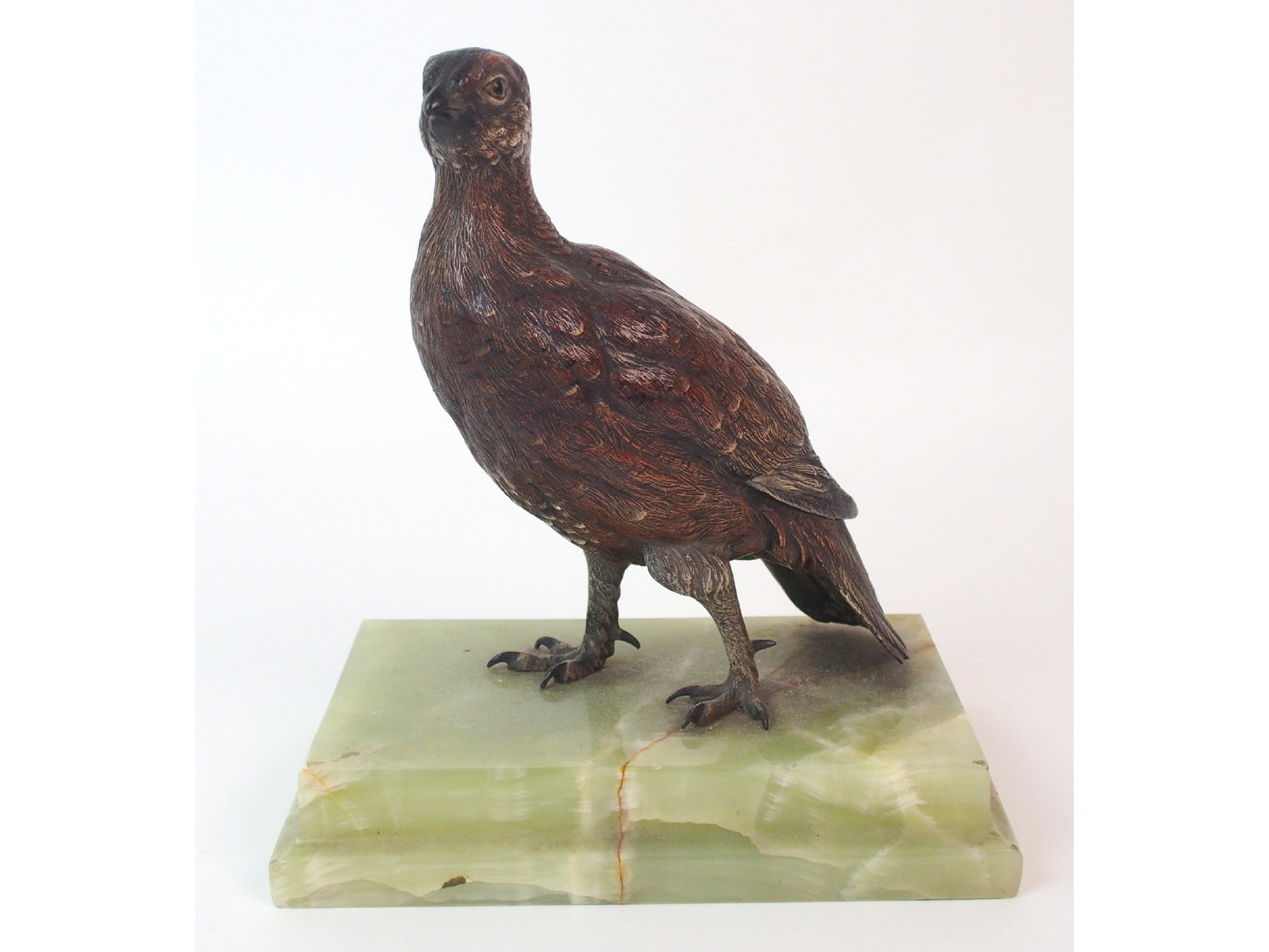 Appraisal: An Austrian cold painted bronze bird by Franz Xavier Bergman