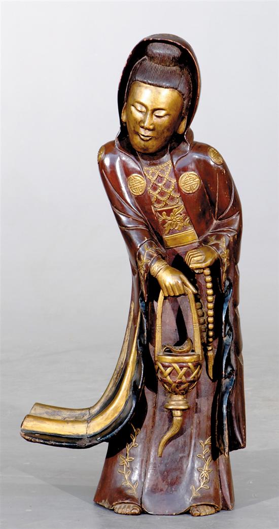 Appraisal: Carved painted figure of Guan Yin first half of th