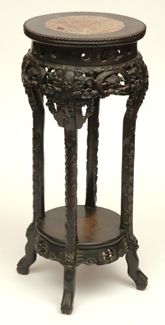 Appraisal: AN EARLY TH CENTURY EBONISED AND MARBLE INSET CHINESE PEDESTAL