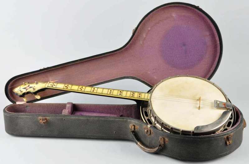 Appraisal: Gibson Banjo with Case Description Mother of pearl inlay on